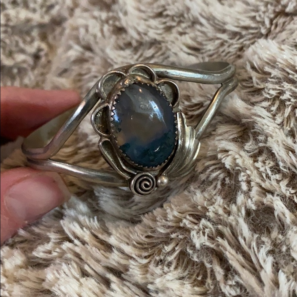 Silver bracelet with stone